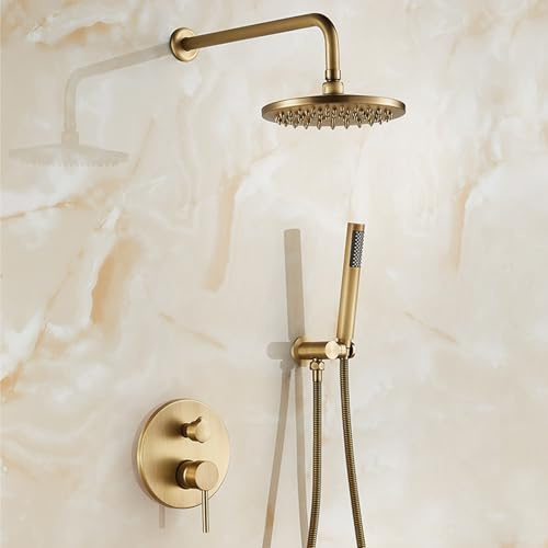 BiaoTeng Set Doccia da Incasso con Soffione Doccino Monocomando Caldo e Freddo Kit Doccia Incasso con Soffione e Doccetta Ottone Antico