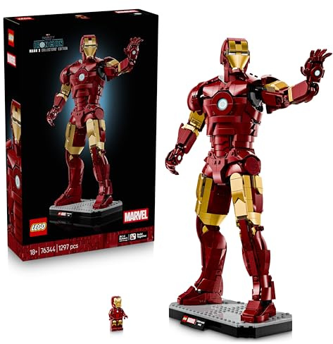 LEGO | Marvel Iron Man Mark 3 Collectors' Edition Figure - Avengers Display Model Kit for Adults - incl. a Minifigure & Arc Reactor - Collectible Gift for Fans - 76344