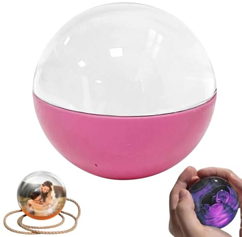 Album photo numérique à ultrasons 3D avec lampe vidéo à ultrasons, affichage vidéo numérique, boule de cristal personnalisable, cadeau d'anniversaire ou de mariage (rose)