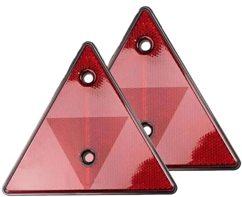 KIQAWEE Anhänger Reflektor Dreiecke, 2 Pack Rücklicht Hänger Dreieck, Reieck Rückstrahler Rechts Links, Standard Reflektor für Anhänger hinten