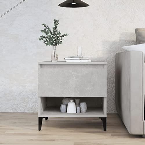Mokuyary Table d'appoint, gris béton 50 x 46 x 50 cm, matériau en bois, table basse, table de chevet, table de rangement, table de téléphone pour salon, chambre à coucher, canapé, bureau