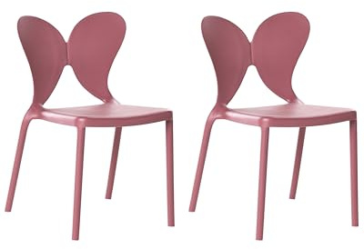 Beliani Set di 2 sedie da giardino in plastica Materiale sintetico Schienale a farfalla rosa