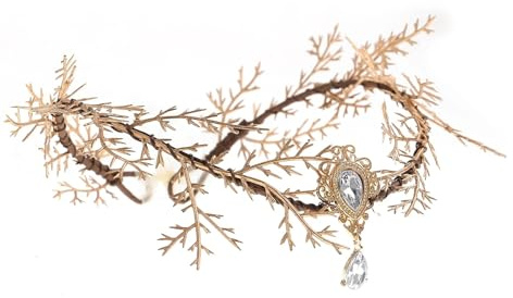 HYFEUOKF Tiara de pelo de cristal de Hada del bosque hecha a mano, diadema con coronas de flores, joyería for el cabello for mujeres, accesorios de disfraz de elfo