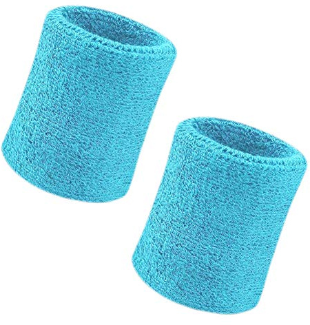 2-pack 10 cm sportarmband, mjuk tjock bomull, för tennis, gymnastik, fotboll, basket, löpning, atletisk sport (ljusblå)