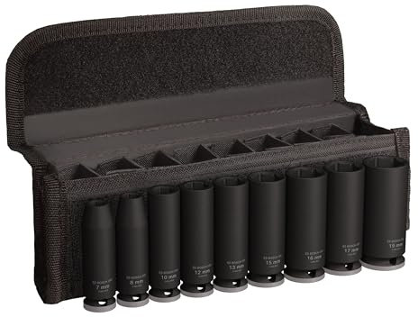 Bosch Juego de 9 llaves de vaso Pro Impact (69 x 35 mm, accesorios profesionales para taladro y destornillador)