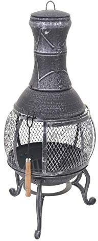 Terrassenofen HWC-F71, Feuerstelle Terrassenkamin Gartenkamin Gartenofen, Gusseisen 11,7kg 91x42x42cm Grau