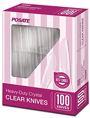 POSATE Clear Knives, Heavy-Duty Crystal (100 Knives)