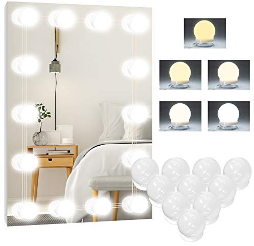 LED Vanity Mirror Light Kit, 5 Colours Modes Hollywood Style USB Makeup Mirror With 10 Dimmable Bulbs, 10 Levels Brightness for Dressing Table