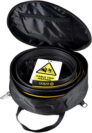 Edion EV Cable Protector Bundle 2.5m with Warning Sign & Large Storage Bag | Pavement EV Charging Safety Kit – EV Cable Cover 2.5m + Trip Hazard Warning Sign + Large Cable Storage Bag