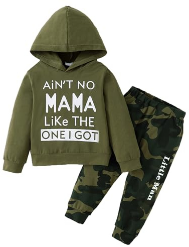 DISAUR Clothes for Toddler Boys Boys Winter Clothes Green Camouflage Sweater and Pants Cycling Suits Fall Outfits for 3t 4t 3-4t
