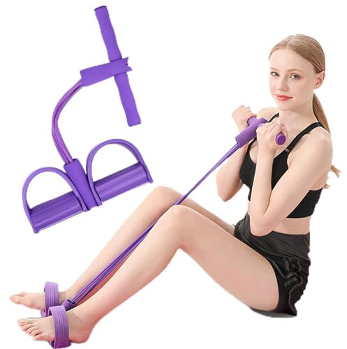 BSITSSS Bauchtrainer für Zuhause, Fitnessband Sit-Up Trainingsgeräte, Multifunktions Spannseil Fitness Pedal Trainingsseil Zugbänder, 4 Tubes Elastische Zugseil, Fitnessgeräte Für Zuhause,Sportgeräte