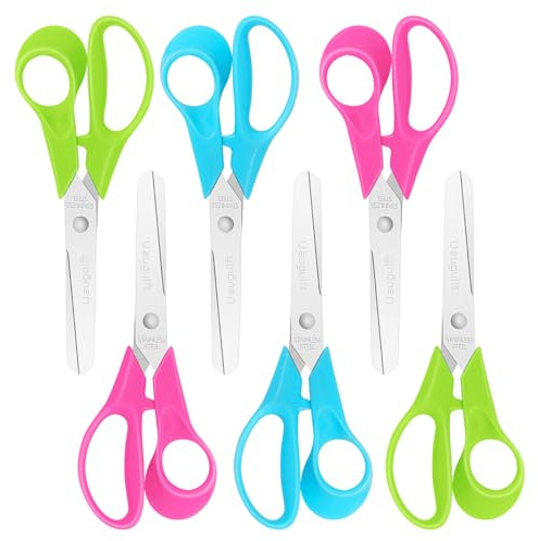 Lot de 6 ciseaux de sécurité enfants lames émoussées acier inoxydable poignée ergonomique parfaits école salles de classe plusieurs couleurs 12,7 cm