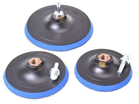 Aqbau® Plato de lijado con velcro, 115 mm, 125 mm, 150 mm, M14 con adaptador, plato de lijado para taladro y amoladoras angulares, incluye mandril de sujeción, adaptador de almohadilla de pulido