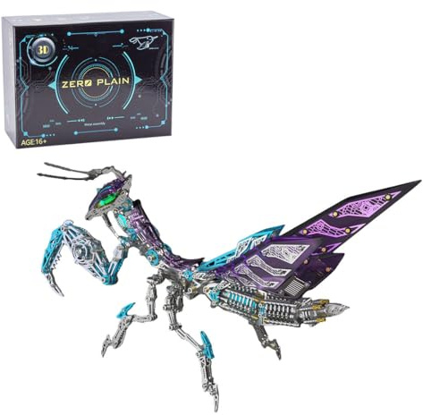 Glimetal 3D Metall Puzzle Mechanische Gottesanbeterin Kit, 1000 Teile Steampunk Insekt Metall Modellbausatz Adventskalender 2024 für Erwachsene Kinder Geschenk Ornamente-Lila