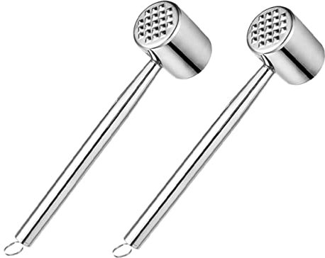 LIFKOME 2st Fleischklopfer Zarter Hammer Stampfer Rind-geflügel-zartmacher Zartmachend Metzgerhammer Hühnerzartmacher Huhn Maschine Steak Rostfreier Stahl Edelstahl 304