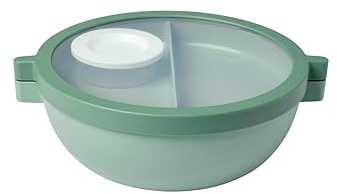 Mepal - Meal Prep Boxen Vita - Bento Schüssel - Brotdose mit Fächern - Extra Fach mit Deckel, Dressing-Deckel & Tablett - Bentobox - 1500 ml - Nordic sage