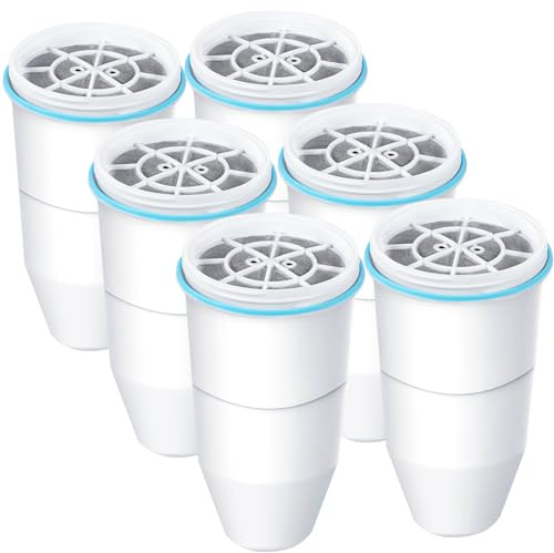 VIPHASES 6-Stage 0 TDS Water Filter Replacement for Zero Pitchers, 6-Pack | 99.99% impurity removal. High-efficiency 6-pack replacement refills fit ZR-001, ZR-017, ZR-004, and more.