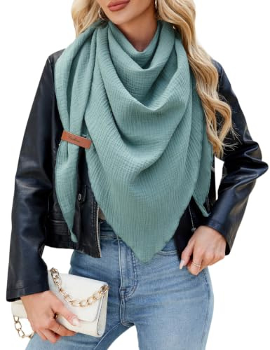 PASUDA Sciarpa Donna Triangolare Autunno Invernale Morbido Leggero Foulard Calda Donna Elegante Classica Grande Sciarpa Triangolo Cotone Multifunzione Stole Scialle (Blu Lago, One Size)