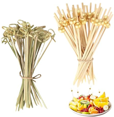 FloralGrace 200 Piezas Pinchos para Aperitivos Pinchos para Cocktail Pinchos para Comida de Dedo Palillos Pinchos de Madera para Bar Fiesta Antipasti Barbacoa Snacks Pinchos de Fruta
