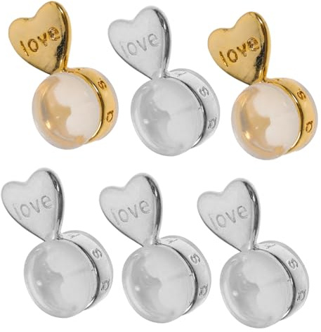 JEWEDECO 6 Tapones de Silicona para Pendientes Cierre Seguro y Diseño de Corazón, Material Metálico y Silicona, Fácil de Agarrar y Flexible para Uso en Pendientes Piercing Oreja Mujer