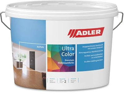 ADLER Aviva Ultra-Color SD - Premium Wandfarbe für streifenfreie Anstriche, RAL9012 Reinraumweiß, Weiss, 1l