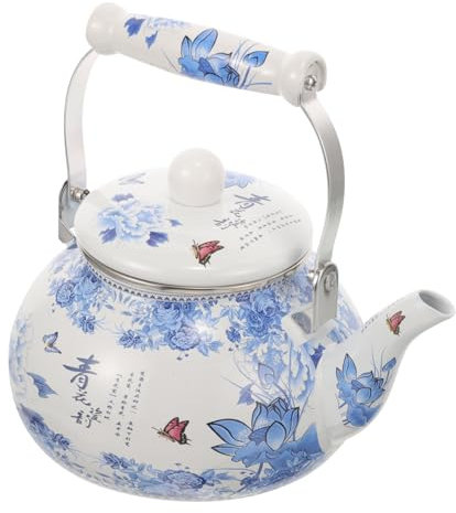 Cabilock Pot En Émail Bouilloire Émaillée Rétro Distributeur Vert Théière Ancienne Bouilloire à Thé Chaud Portative Café Théière En Porcelaine Tasse En Émail Rouge