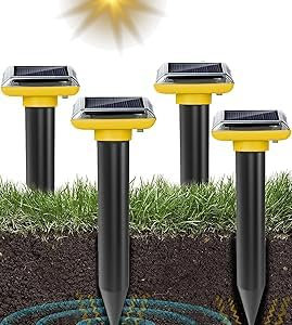 Repellente ultrasuoni per talpe, Talpe Ultrasuoni Solare, 4Pcs Dissuasori per Talpe, impermeabile, per prato, giardino, fattoria, salice, verde