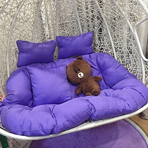 Columpio doble para exteriores con soporte y cómodos cojines de asiento gruesos, columpio de jardín morado para 2 personas, cojín de asiento colgante de huevo de 140 x 110 cm