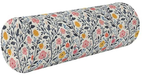 Cuscino cilindrico per gambe, rigido, piccolo, rotondo, con cerniera, fiori primaverili, giacinti, narcisi, girasole, bianco