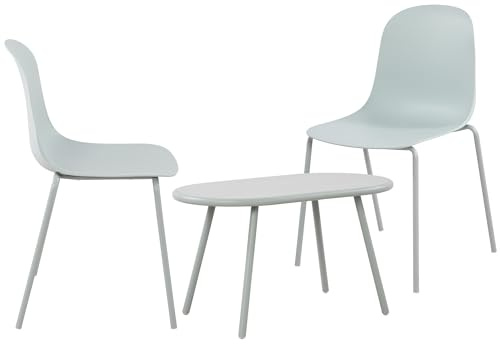 CLP Set di 2 posti Veldin per il giardino I Set di tavolo Velva e 2 sedie Hardin I Resistente alle intemperie e ai raggi UV | Colore turchese