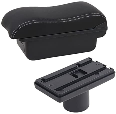 QFJFBGGH Caja Consolas para Seat para Ibiza 6j 6L Caja De Reposabrazos Tienda Central Caja De Almacenamiento De Contenido con Portavasos Cenicero Productos Reposabrazos Central(C3 Black White NOUSB)