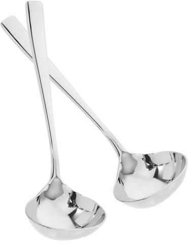 LABRIMP 2pcs Stainless Steel Sauce Ladle with Ergonomic Long Handle for Serving Gravies Dressings Soups and Sauces Kitchen Utensil for Stirring and Scooping