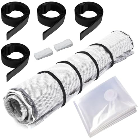 Sacchetto Sottovuoto per Materasso 220x100cm, Sacco Sottovuoto Riutilizzabile per Materasso Singolo con 4 Cinghie Autoadesive Ideale per Materassi Pieghevoli in Lattice e Grandi Peluche