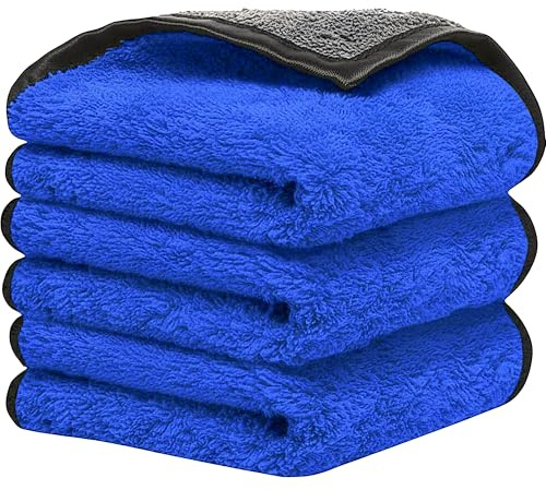 Towelogy Microfibre Cleaning Cloth (3-Pack) Super Absorbent, Double Sided, Extra Large Microfibre Cloths, Streak Free, Lint Free Micro Fibre Cloths for All Purpose Cleaning 40x40cm (Blue)