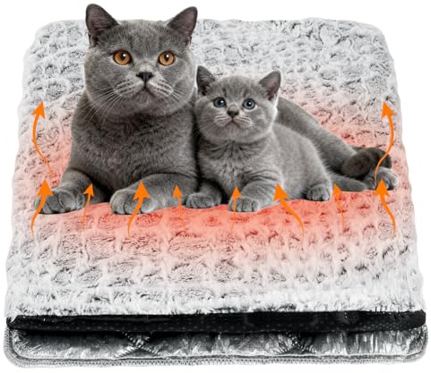 Adiwo Selbstheizende Decke für Katzen und Hunde, 60x45cm Waschbare Wärmedecke Katze, Selbstwärmend Katzendecke Weich, selbstwärmende Heizmatte Thermische Decke für Innen und Außenbereich, Steinmuster