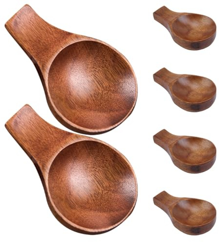 Toyvian 6 Pezzi Mini Ciotole in Legno con Manico Portasalsa e Poggiamestolo Stile Giapponese Piattini Condimento Compatti per Cucina e Ristorante Facili da Pulire e Riutilizzabile
