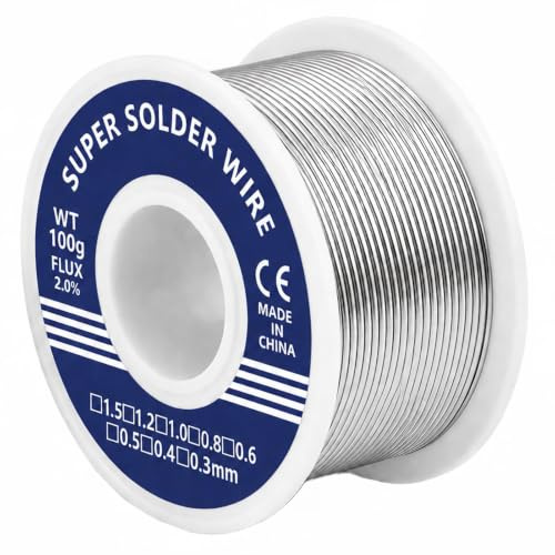 Alambre de Soldadura 1mm 100g Hilo de Estaño con Colofonia | Bobina de Estaño para Soldadura Electrónica y Reparación de Componentes, Fusión Uniforme, Aplicación Precisa y Uso Diy