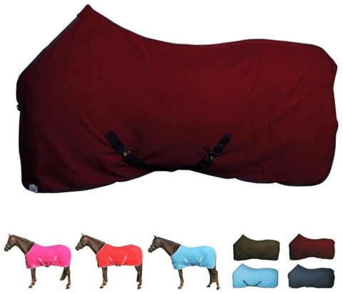 netproshop Basic Pferde Abschwitzdecke mit Kreuzbegurtung Fleece Qualität Gr. 105-155, Groesse:125, Farbe:Bordeaux