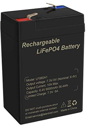 TalentCell 6V 6Ah LiFePO4Battery Wiederaufladbar,2000 Deep-Cycle Wartungsfrei 6V 6 Ah Geeignet für Notstrombeleuchtung, Kinderspielzeugautos, Camping