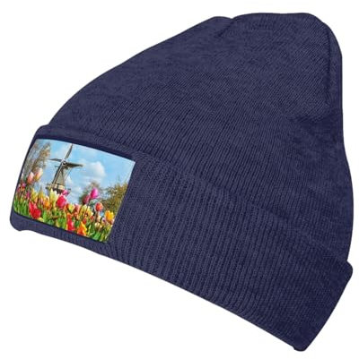 JCAKES Bunte Frühlingsmütze für Herren, Wintermützen für Männer, Beanie-Mützen für Damen, Wintermützen für Damen, Wintermützen, Wintermützen, Wintermützen, Damenmützen, marineblau, One size