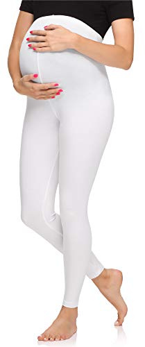 Merry Style Leggins Premamá Pantalones Largos de Mujer Mallas largas de Embarazo Pantalones para mujer embarazada MS10-297 (Blanco, L)