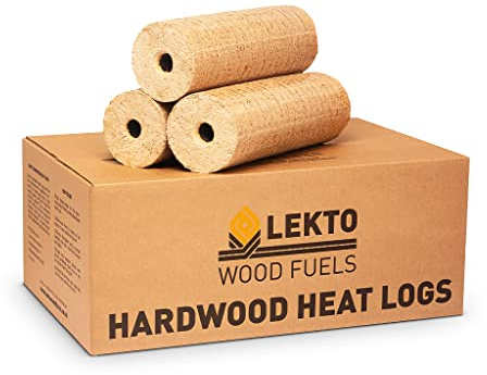 Lekto Woodfuels Hardwood Heat Logs - 8 x 20 kg (80 Logs), Fire Logs for Wood Burners, Log Stoves, Ovens, Fire Pits or Fireplace | Less than 9% Moisture | Easy to Light with Reduced Ash | Eco Friendly