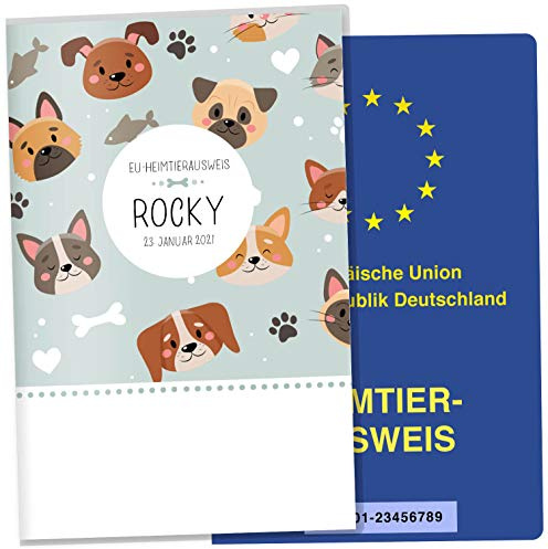 OLGS EU-Heimtierausweis Hülle Lovely Pets Tierausweis Schutzhülle Geschenkidee personalisierbar mit Namen und Geburtsdatum (Kitty & Dog, EU-Heimtierausweis personalisiert)