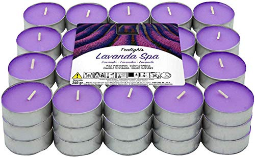 Velas de Té Aromáticas Velas perfumadas - 4 Horas de combustión(Lavanda, 60 Velas)