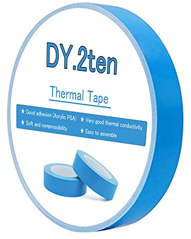 DY.2ten Thermo-Klebeband, 10 mm x 25 m x 0,2 mm, doppelseitig, wärmeleitend, Kühlband für Kühlkörper, LED-Streifen, Computer-CPU, GPU, Kühler, SSD-Laufwerke, einfach anzubringen, hohe Haltbarkeit