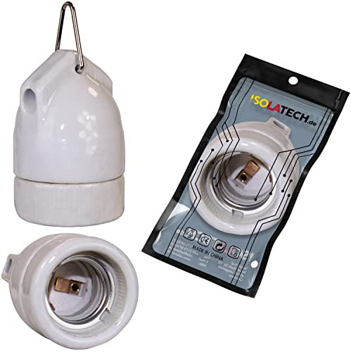 ISOLATECH 1pc E27 douille céramique à suspendre avec oeillet métallique LED lampes à économie d'énergie (max.250V/4A) ampoules pour Home plafond support salle de bain résistant à la chaleur