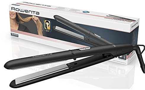 Rowenta SF1810 Express Style piastra, due impostazioni di temperatura da 180 a 210 °C, piastra flottanti, tempo di riscaldamento 45 secondi, Nero/Argento