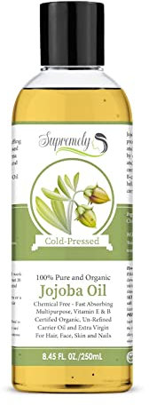 Supremely Organic Golden Jojoba Oil 250ml | 100% Pure Cold Pressed Multipurpose Unrefined Hexane Free Carrier Oil | for Face Hair and Nails