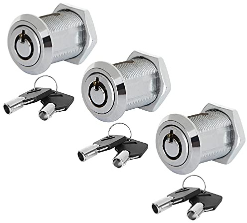 Rohrförmige Druckschlösser, gleichschließend, 1,9 cm Zylinder-Druckverschluss, Schubladenschloss, Zinklegierung, mit Chrom-Finish, 3 Stück