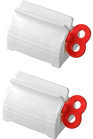2 Pcs Rolling Tube Toothpaste Squeezer Dispenser Bathroom Saves Toothpaste Creams Manual Toothpaste Squeezer, Red